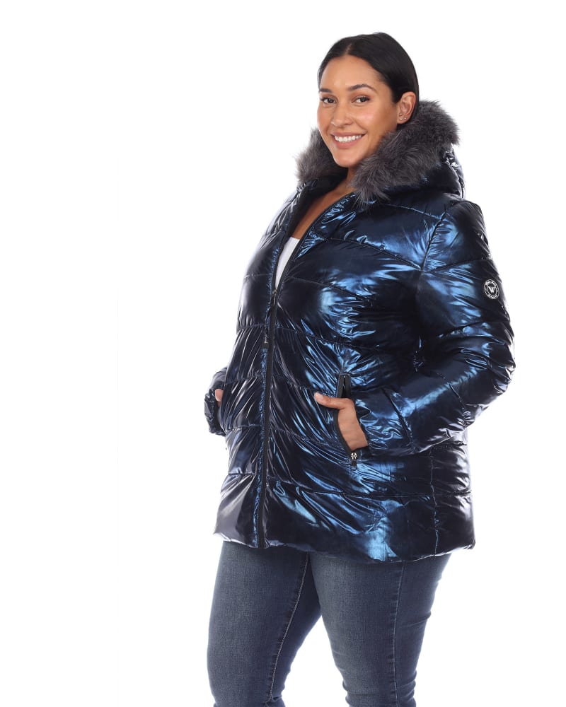 Metallic puffer deals coat